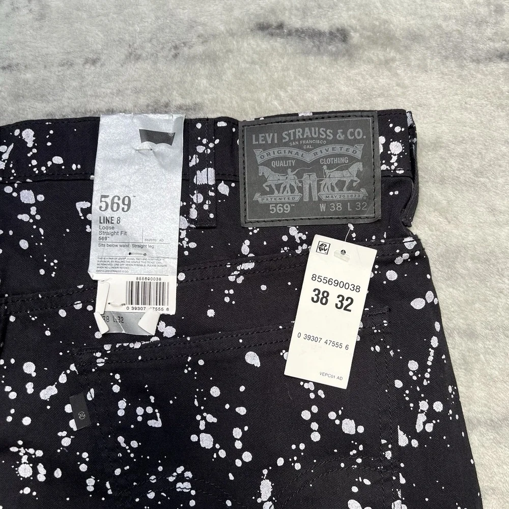 NWT Levi's Men's 569 Loose Straight Fit Line 8 Twill Pant Black Paint 38x32